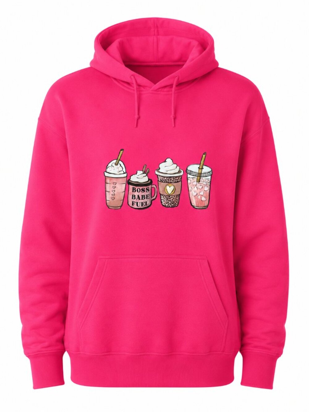 Pink Graphic Custom Statement Gift Design Casual Hoodie" Boss Babe Fuel"